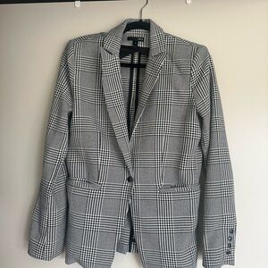 Aqua Black and White Houndstooth Blazer
